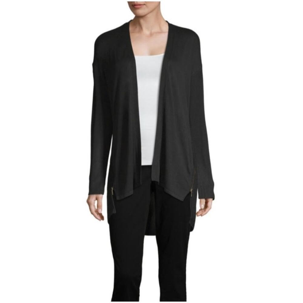 WORTHINGTON | Side Exposed Zip | Black | Open Front Cardigan Sweater | Size XL